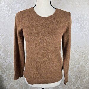 J Crew Teddie Size Small Tan Long Sleeve Crew Neck Sweater Cotton/Wool Blend